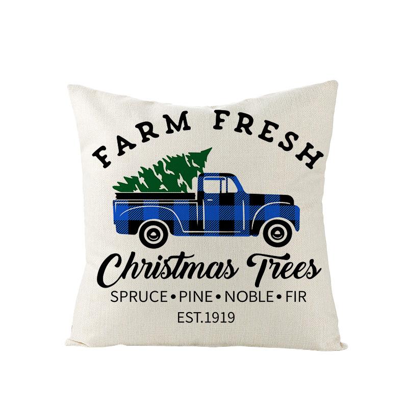 Blue Christmas Pillow Case Polyester Printed Christmas Elk Pillow Home Sofa Pillow Case