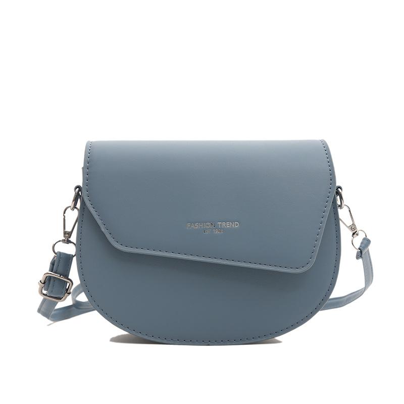 Simple Texture Solid Color Semi-round 2025 New Trend Foreign Texture Casual Shoulder Crossbody Saddle Bag Women