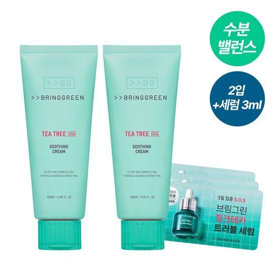 [BRING GREEN] Tea Tree Cica Soothing Cream Plus 100ml + 100ml Duo Set