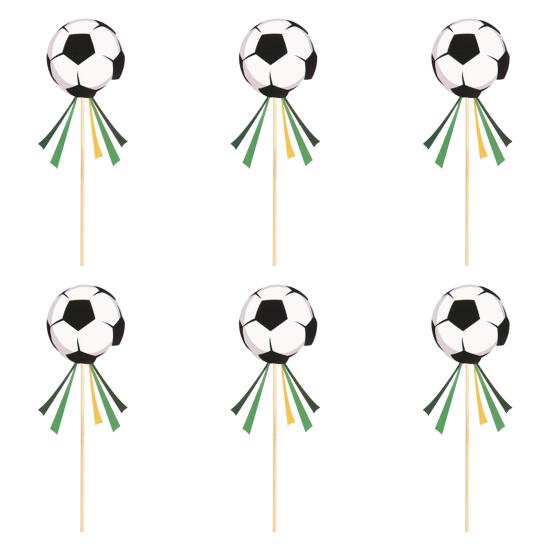 

6 Pcs 2026 Football Game Cake Topper Soccer Ball Design Cupcake Picks for Sports Theme Birthday Party Decoration Game Day Party Supplies E