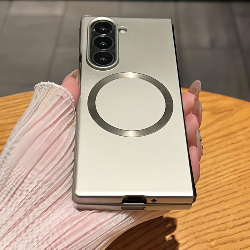Ultra Thin Metal Paint Plating Magnetic Frosting Case For Samsung Z Fold 7 6 5 4 3 Slim Matte For Magsafe Wireless Charge Cover