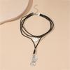 Boho Long Suede Necklace Black Velvet Wrap Necklace Rope Coin Pendant Necklace Choker Vintage Cord Necklace Jewelry for Women