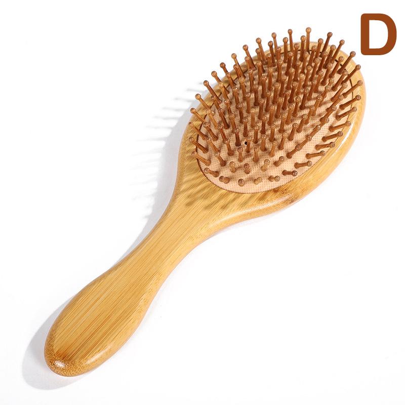 Perie de păr din lemn de bambus Pieptene de masaj Masaj pentru scalp pentru creșterea părului Perie de îndreptare antistatică Moale pentru barbă Perie pentru bebeluși