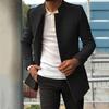 Pánský oblekový kabát, Jednobarevný, Slim Fit, Jednořadý, Zesílit, Trenčkot, Podzim Zima, Větruodolný, Vlněná bunda