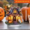 Halloween Ornaments 2D Acrylic Flat Ghostly Candlelight Decoration Spooky Night Light Ornaments for Desk Home Office Cafe