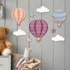 9 Pcs Hot Air Balloon Wooden Wall Sign Boho Nursery Wall Art Stars Clouds Balloons Wall Sculpture for Kids Bedroom Playroom Home Decor