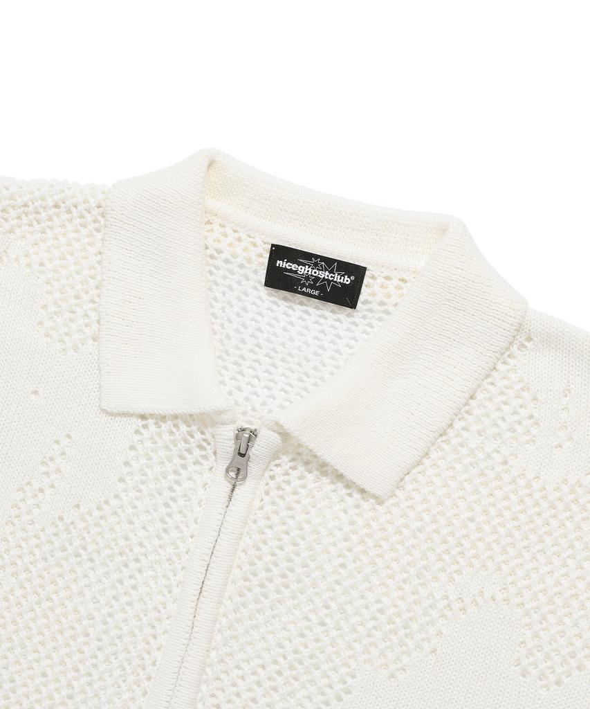 Niceghostclub Angel Shadow Half Zip Up Polo Knit_Ivory(Ng2Emuk682A)
