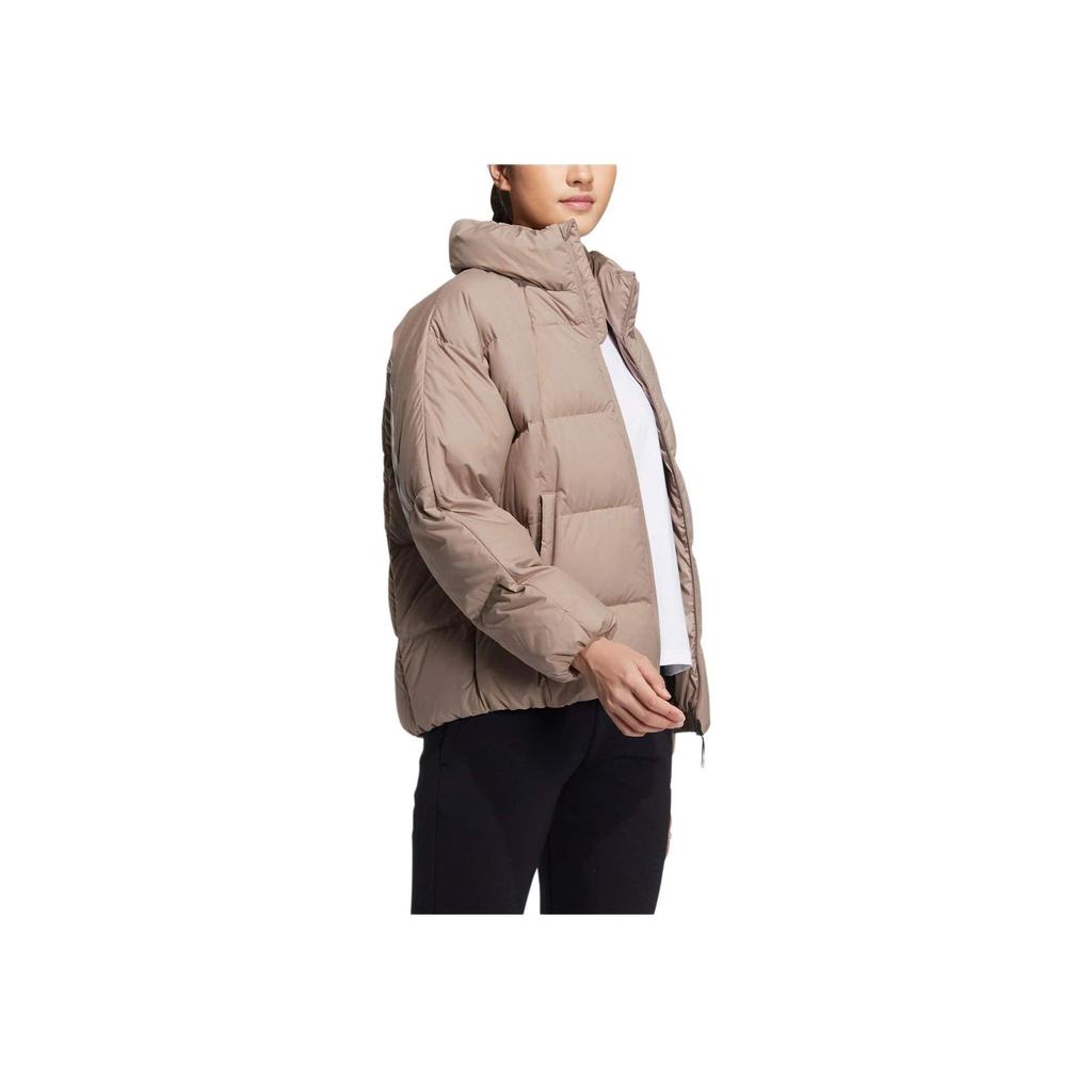 adidas Originals Classic Three Stripes Warm Puffy Down Coat Casual Outerwear Women Dark Brown HN2111