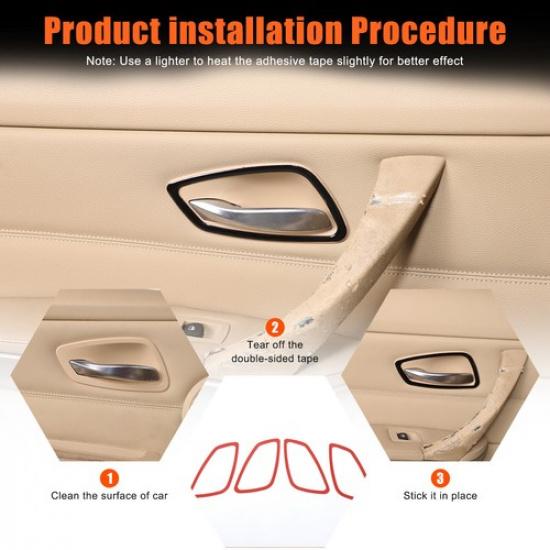 Glossy Black Inner Door Bowl Trim Sticker For BMW 3-Series E90 E91 E92 05-12