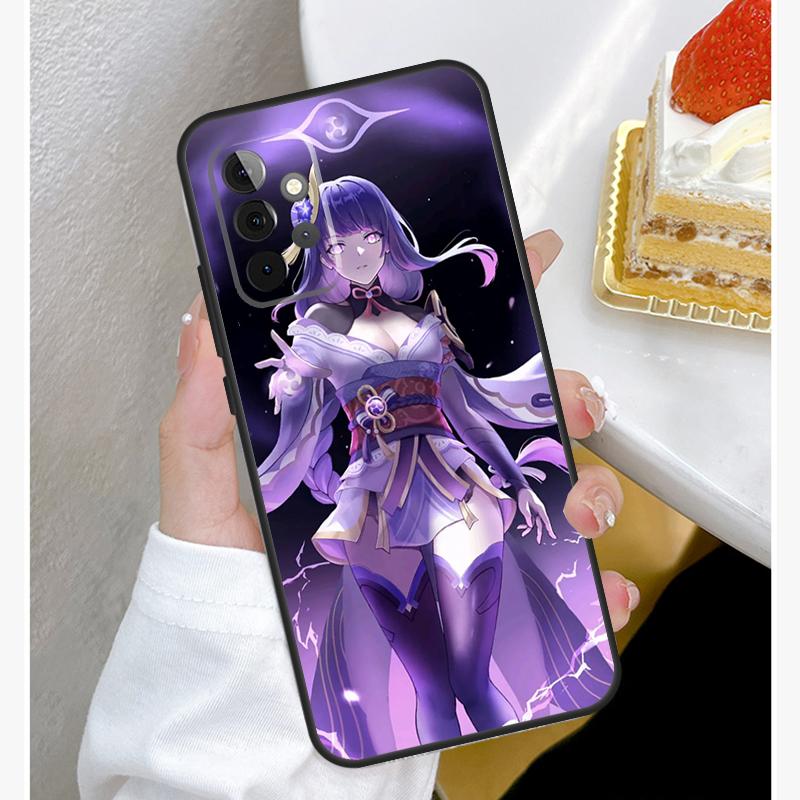 Pouzdro Genshin Impact Raiden Shogun Funda pro Samsung Galaxy A52 A32 A12 A14 A34 A54 A51 A71 A53 A33 A13 A15 A25 A35 A55