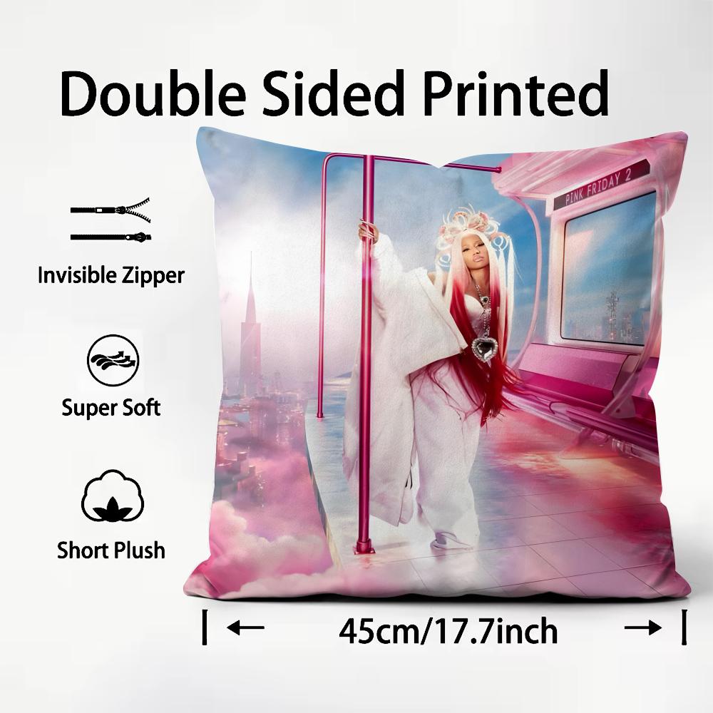

NNicki MinajJ Pink Friday Cushion Cover Plush Fabric Soft DoubleSided Printed Sofa Warm Winter Home Child Gift Pillow Case 30x30cm