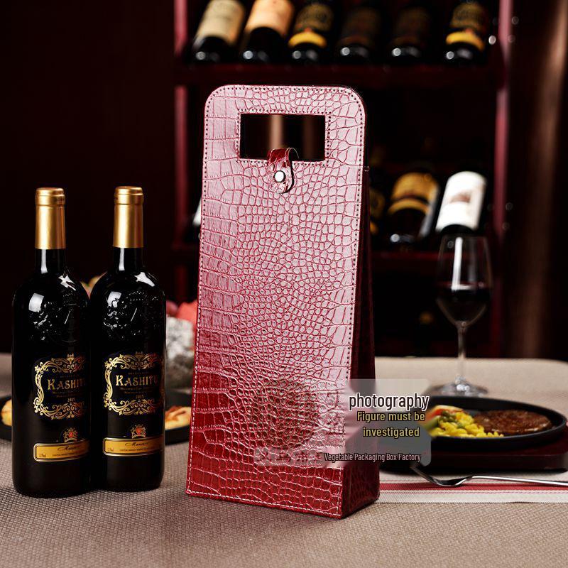 Borsa regalo in pelle per bottiglie di vino singole o doppie