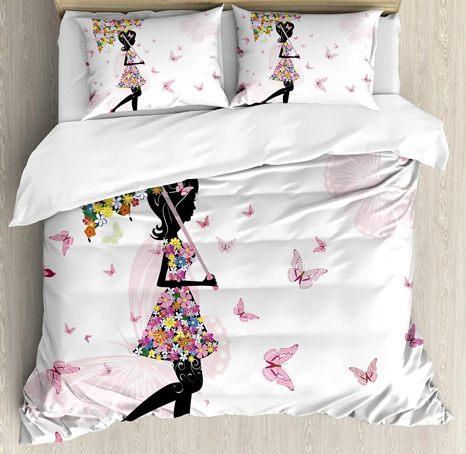 

Бирюзовый Постельный Комплект Для Спальни Кровать Дом Ретро Цветочный Фон С Силуэтом Гибискуса Пододеяльник Покрывало Наволочка EU single(135x200cm)