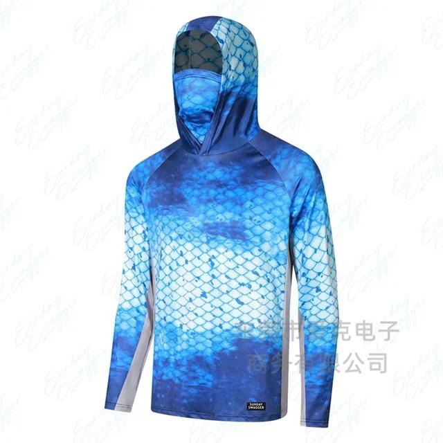 Men's sunscreen clothing summer UV protection breathable quick drying outdoor fishing clothing Luya fishing clothing hooded with mask