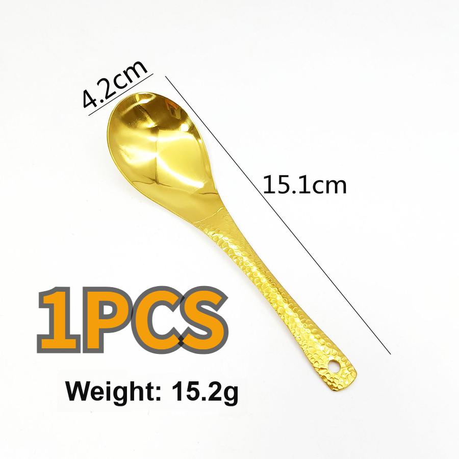 5 pcs Retro Style Hammer Spoon Stainless Steel Textured Spoon Household Thickened Dinner Spoon Children's Eating Spoon High-Visuality Dessert Spoon