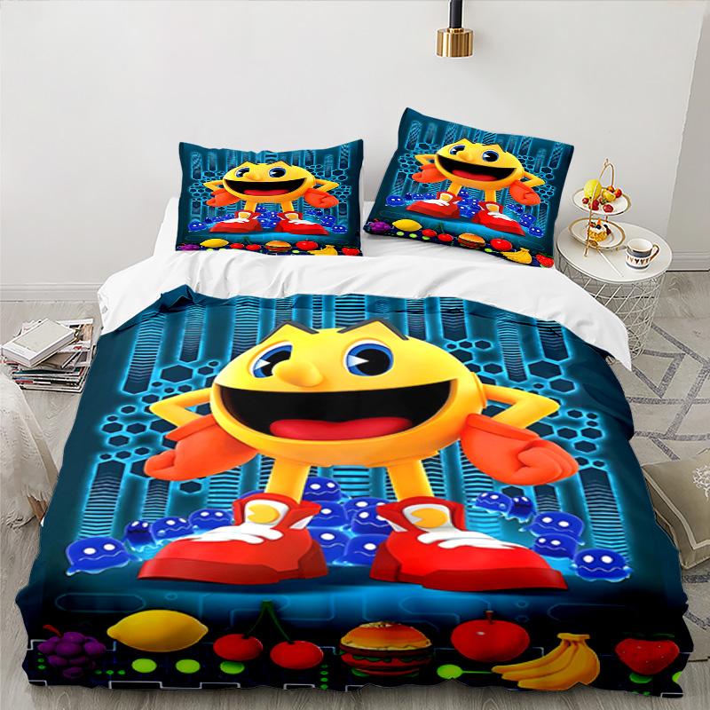 3PCS Game PAC Bedding Set Printed Duvet Cover Closure Includes 1 Duvet Cover & 2 Pillowcases for All Seasons Bedroom Decor
