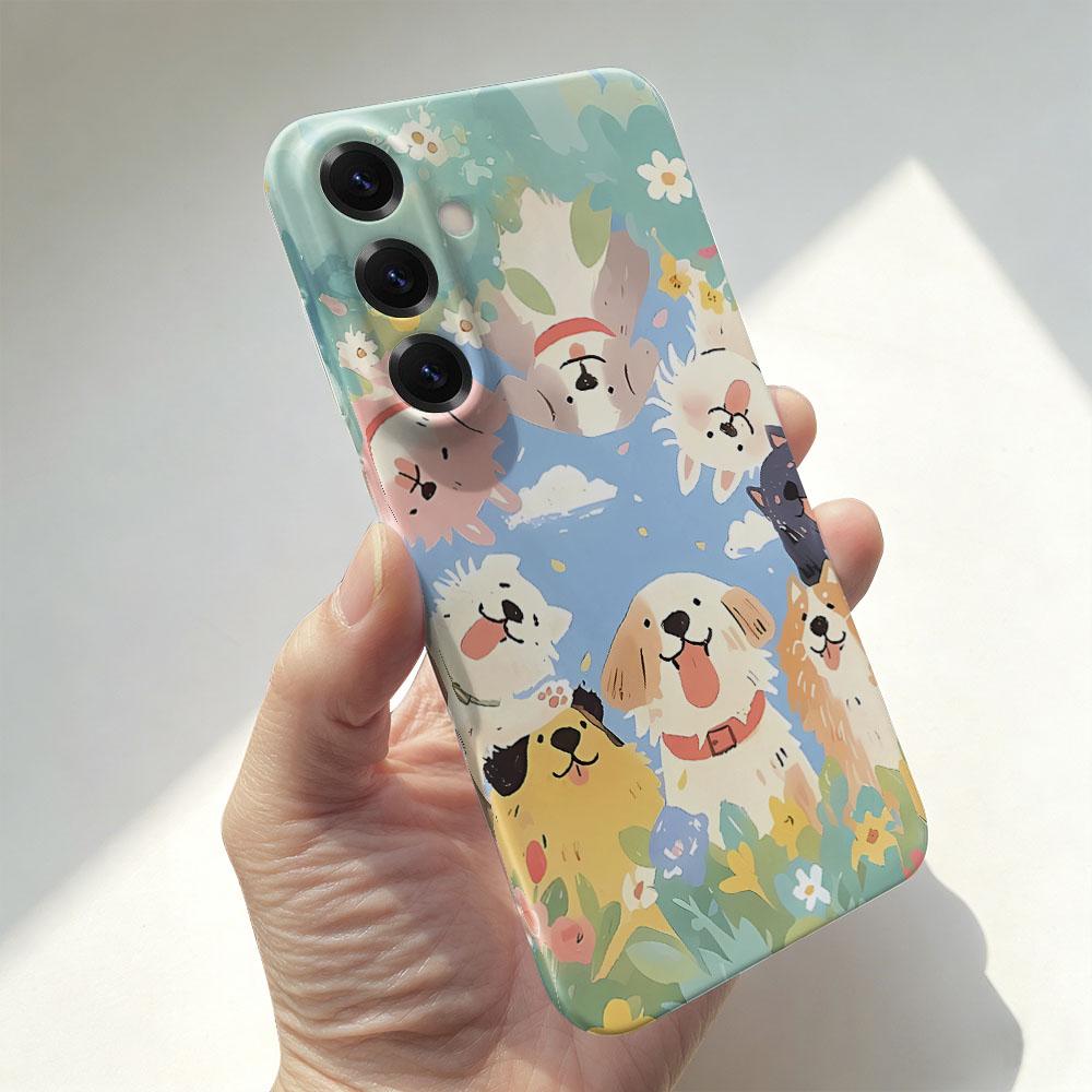 Cartoon Dog Pattern Glossy Film Hard PC Phone Case for Google Pixel 7 7a 8 8a 9 9a Pro XL 5G