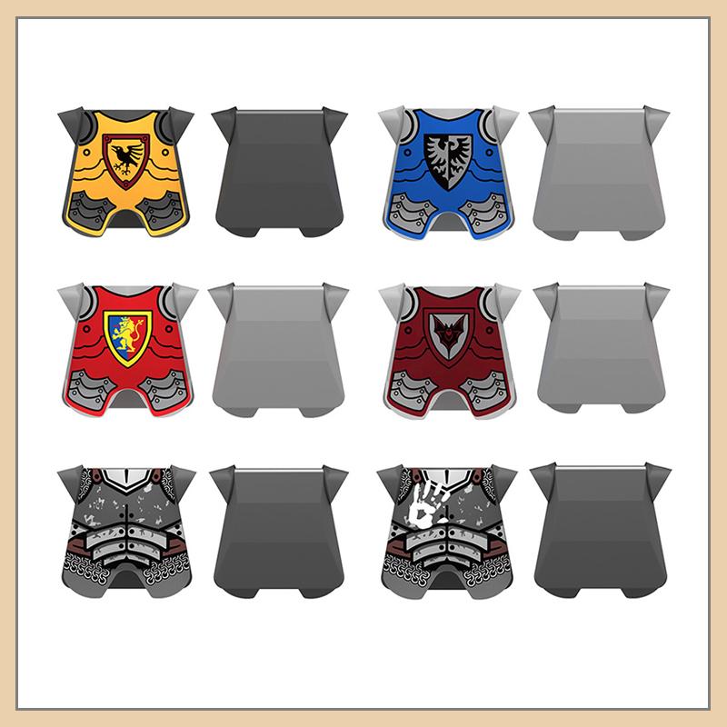 Medieval Military Castle Knight Armour Shoulder Armor Building Blocks Soldier Figure Parts Printed Army Warrior Bricks Toy Gifts