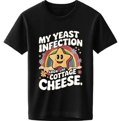 Sommer Oberteil Gedruckt Jungen O-Ausschnitt T-Shirt Schwarz Mein Hefeinfekt Sieht Aus Wie Hüttenkäse Stylisch Für Sie T-Shirts Oversized T-Shirt