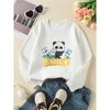 European Sizes Kids' Crewneck Sweatshirt - Cute Panda Holding Bamboo Rayon Rayon Smile , Sportswear And Casual Wear, Soft And Comfortable