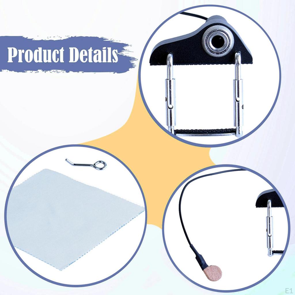 Violin Pickup Clip on Non Slip Soft Cushion Gooseneck Pick up for Ukulele Harp Banjo Electric