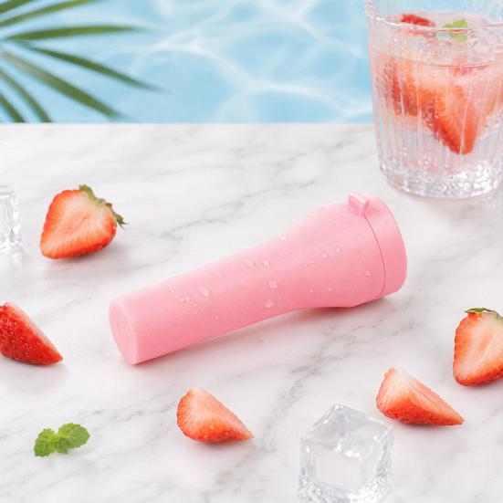 Striped Silicone Ice Stick Tray, Food Grade Narrow Ice Cube Mold for Bottles, Easy Release Ice Maker with Leakproof Lid