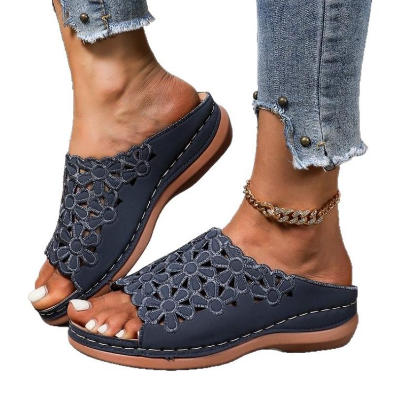Neue Damenschuhe mit einem großen Keilabsatz, Sandalen mit dicker Sohle und einem ausgeschnittenen One-Shoulder-Slipper