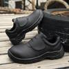 Herrenmode Stahlkappen Arbeitssicherheitsschuhe Weiches Leder Sicherheitsstiefel Schwarz Weiß Arbeiter Sichere Sneaker Schutzschuhe