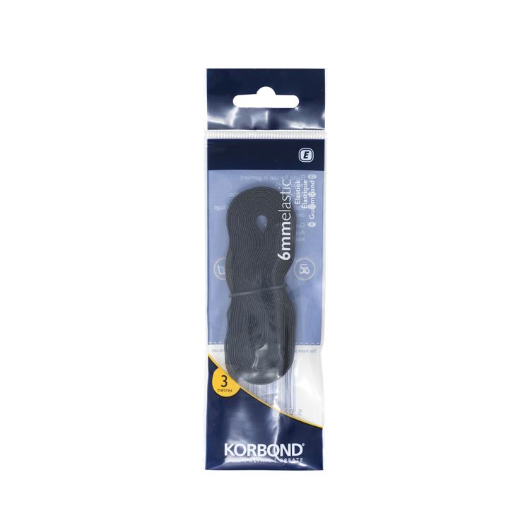 Korbond Elastic Black 6mm x 3m