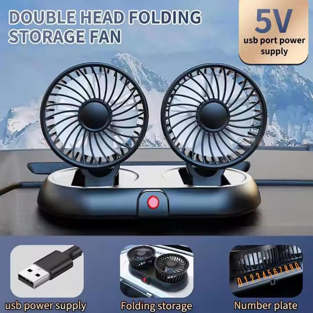 Car Fan 5/12/24V,360 Degree Rotatable Car Fan,Electric 3 Speed Two Head Fans,Strong Dashboard CoolCirculator Fan