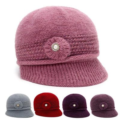 Qida Winter Velvet Thickened Wool Hat Women's Warm Hat Outdoor Cold-proof Knitted Hat Mother Hat