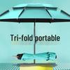 Parapluie de pêche universel pliable en trois parties - Imperméable, Protection solaire, Portable, Petit parapluie d'ombrage d'extérieur à trois sections