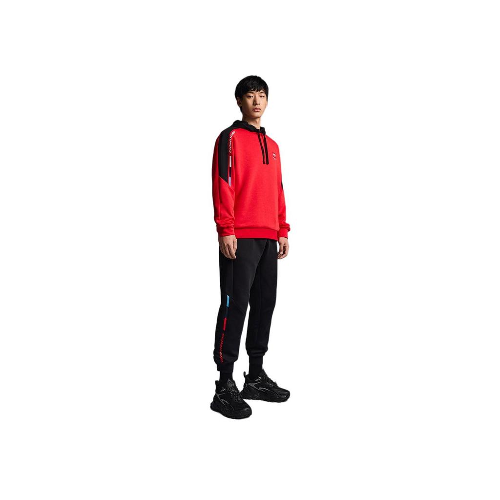 Anta Training Series Wide Stripe Design Logo Pullover Long Sleeve Sweatshirt Men Sweatshirt Red 952237715-2