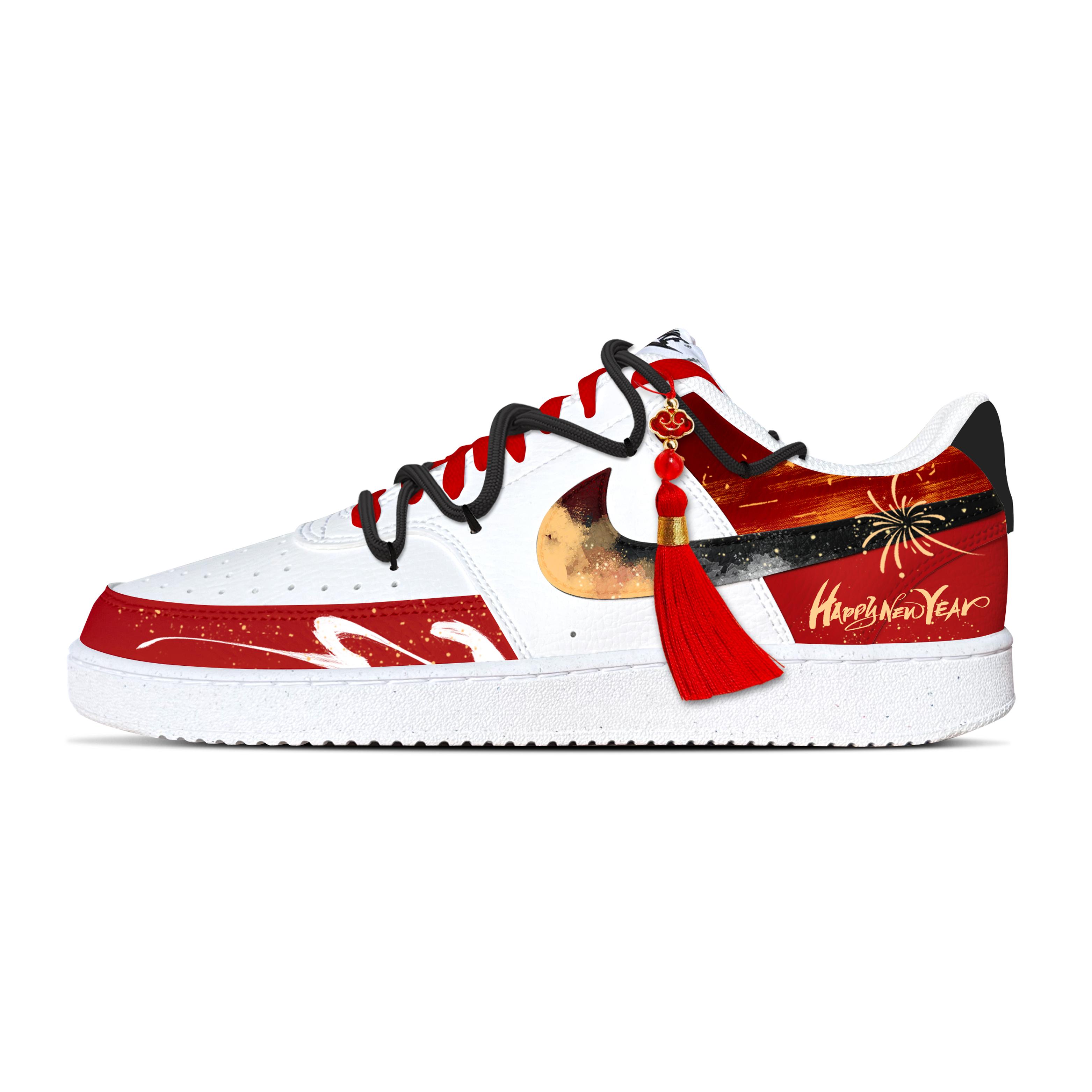 

Nike Court Vision 1 Abrasion Resistant, Lightweight, And Breathable Low top Skateboard Shoes Unisex Red White DH2987-101(Team1895-) 44