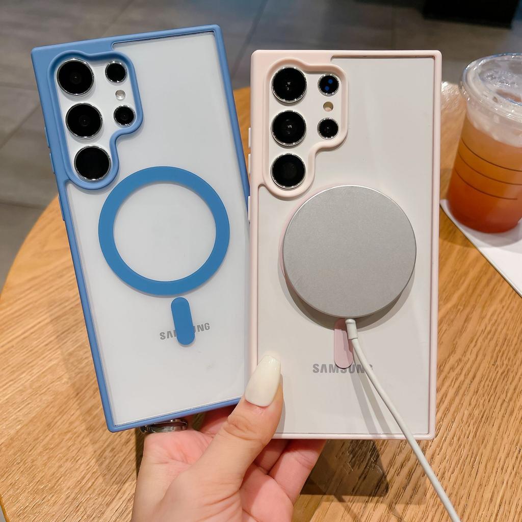 Acrylic Transparent Magnetic Suction Suitable for Samsung S25 Ultra Matte Mobile Phone Case S24U Niche Advanced Sense Anti Fall Case