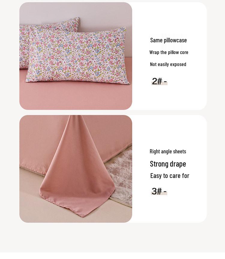 Elegant High-Weight Knit Cotton Floral Four-Piece Bedding Set – Skin-Friendly, Available In Single/Double Sizes.