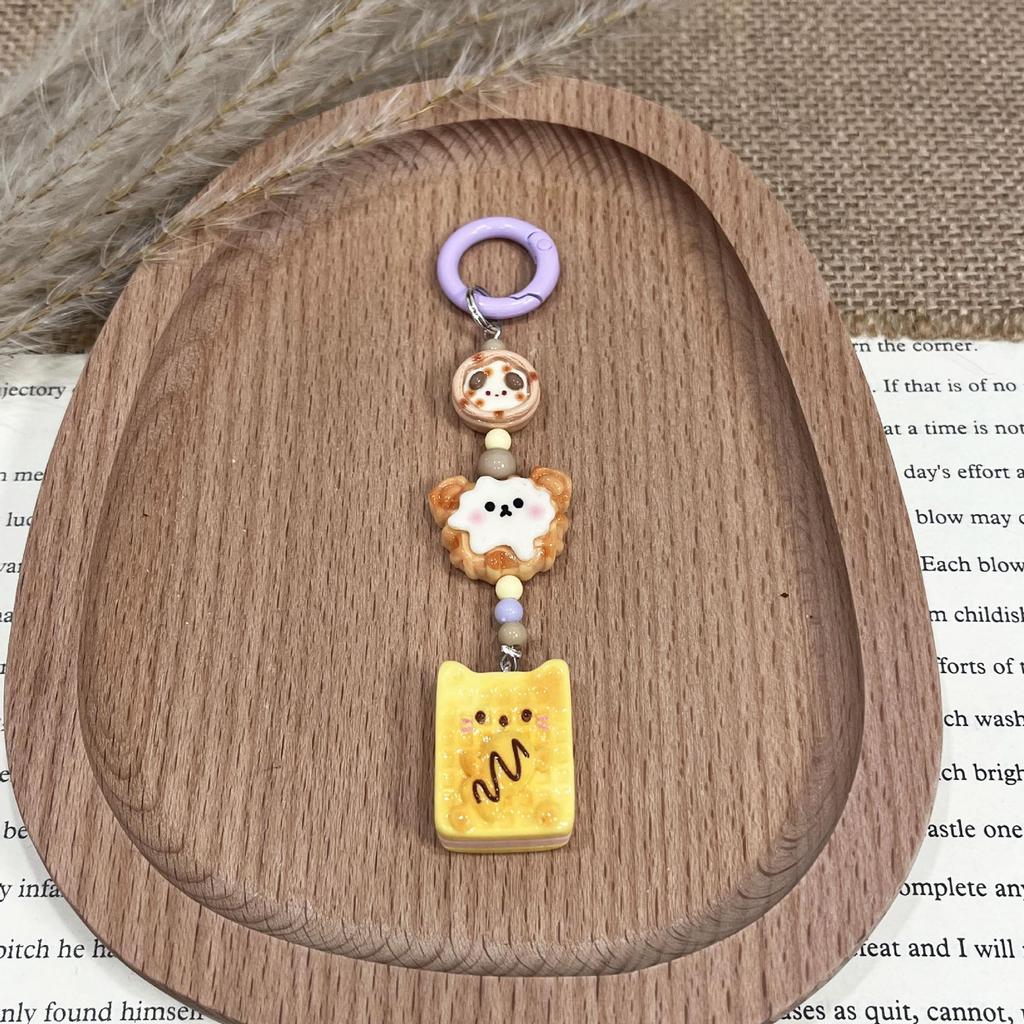 Panda Bread Keychain: Cute Xiaohongshu Toy with Lanyard & Phone Strap