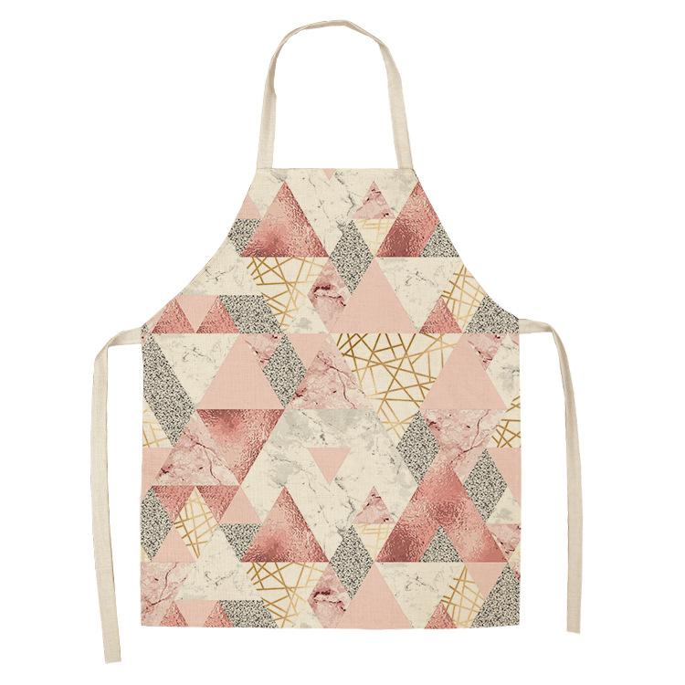 1 Pcs Creative Geometric Cotton Linen Apron Woman Adult Kids Bibs Home Cooking Baking Coffee Shop Cleaning Aprons