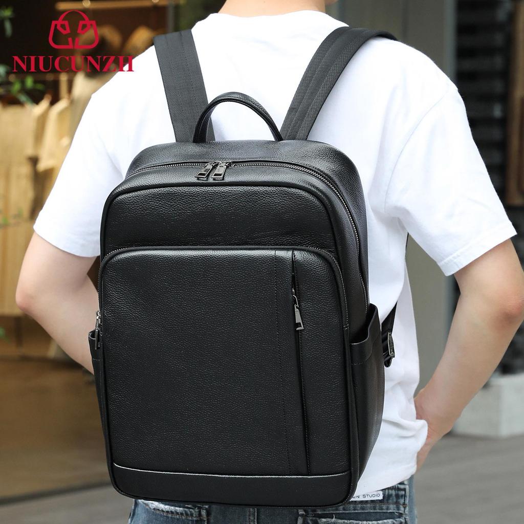 Herrenrucksack aus echtem Leder: Leichte, geräumige, Business Casual Computertasche