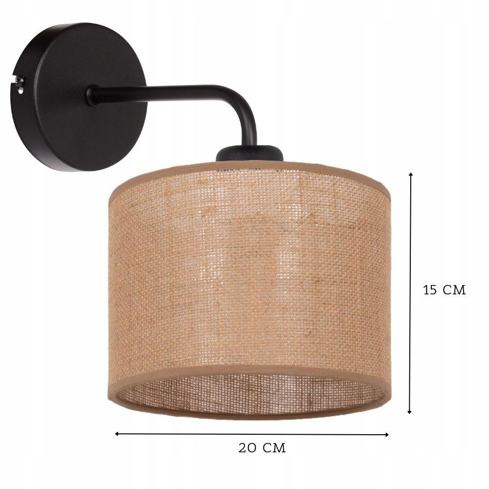 Lampa kinkiet ścienny metalowy led abażur juta