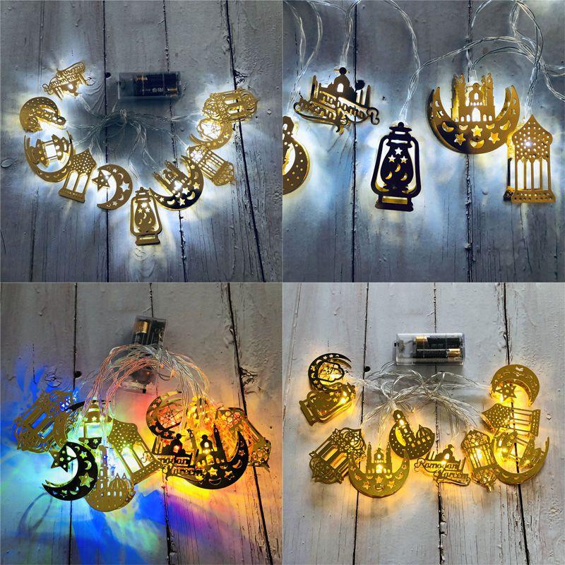 Ramadan Eid Mubarak Led Fairy String Light Moon Star Islam Muslim Hanging Decor