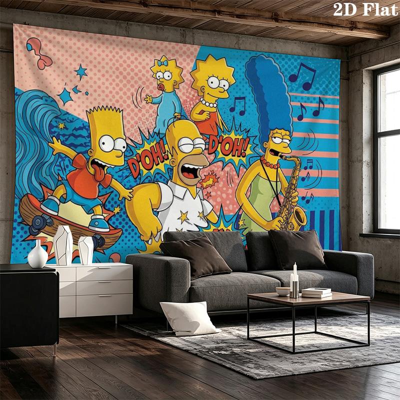 The Simpsons Wall Tapestry Aesthetic Wall Hanging Printed Fabric Blanket Decorative Tapestries for Bedroom Living Room Home Decor