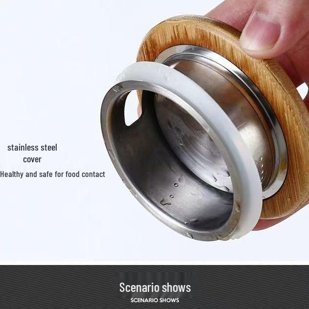 Bambus/Edelstahl Deckel für High Borosilicate Glas Wasserflasche oder Teekanne