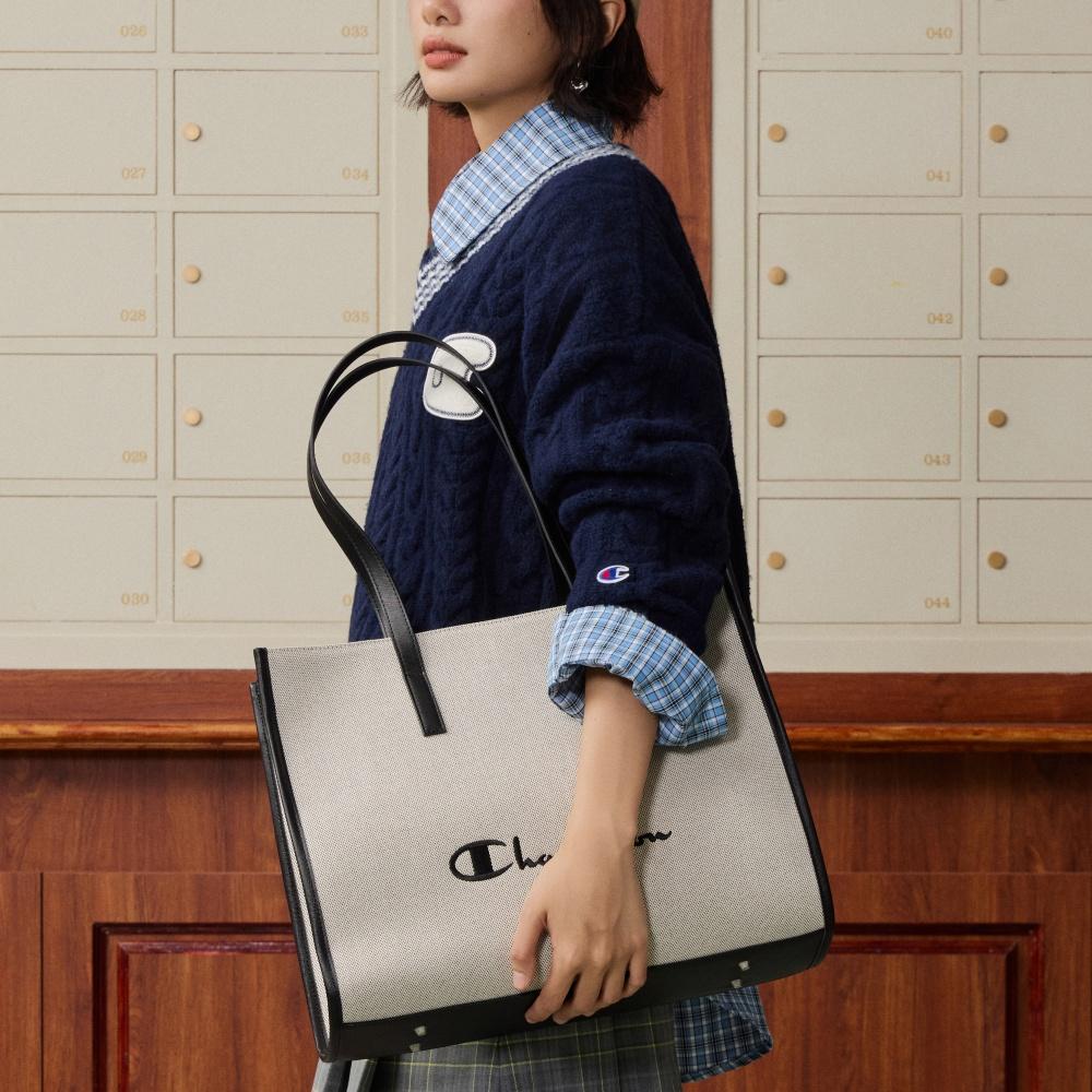 Champion Rectangle Tote Bag L Ss26 Fashion Versatile Trendy Daily Commuting Fabric Splicing Artificial Leather Shoulder Bag Regular U6AACPU83