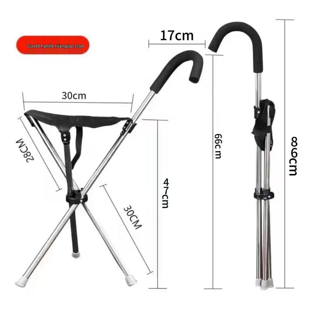 Foldable Anti-Fall Crutch Stool: Portable, Lightweight, Telescopic, Triangular Seat for Hiking