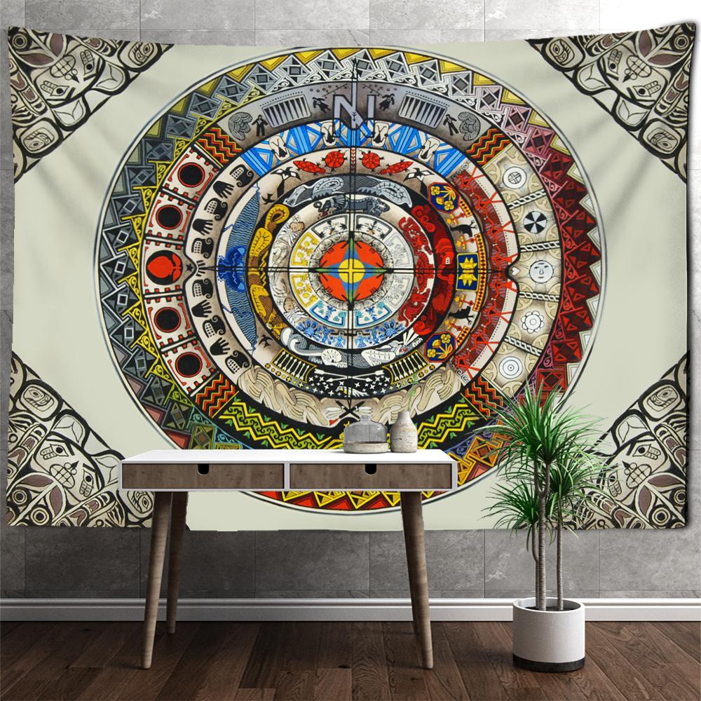 Tapiséria Mandala Tarot Zverokruh Hviezda tanier Slnko a Mesiac Nástenný záves Hippie Tapiz Estetika Umelec Home Decor