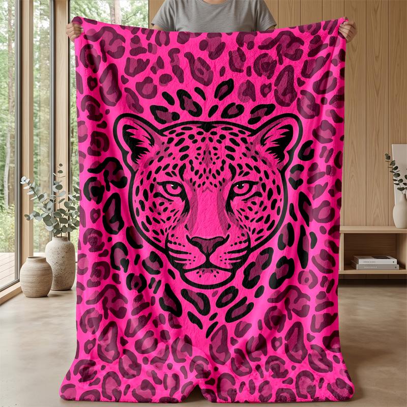 Rosa Leopard Liebesherz Thema Decke Leichte Warme Flanelldecke Dekorative Überwurfdecke für Heimdekoration