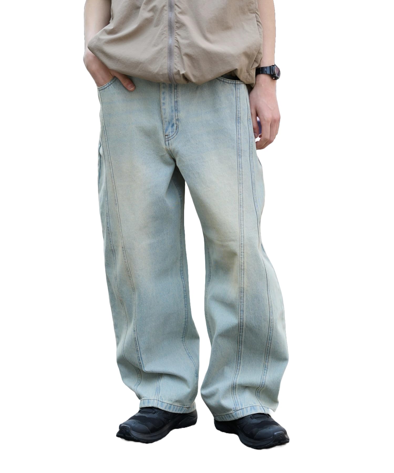 WEGO Easy Barrel Leg Denim Denim Size Type B Light Denim Men s Pants, Jeans, Trousers, Bottoms, Clothing, Streetwear, Vintage, Spring/Summer,