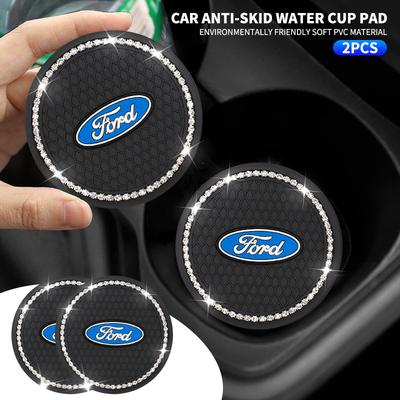 Car Diamond Fashion Car Cup Cushion Bling Car Cup Holder Coaster For Ford Ranger Focus Kuga Mustang S-MAX Transit Mondeo Fusion
