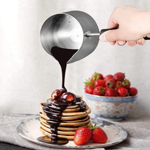 Vrttlkkfe 600ML Turkish Coffee Pot, Stainless Steel Milk and Coffee Warmer, Chocolate and Butter Melting Pot with Heat-Resistant Handle